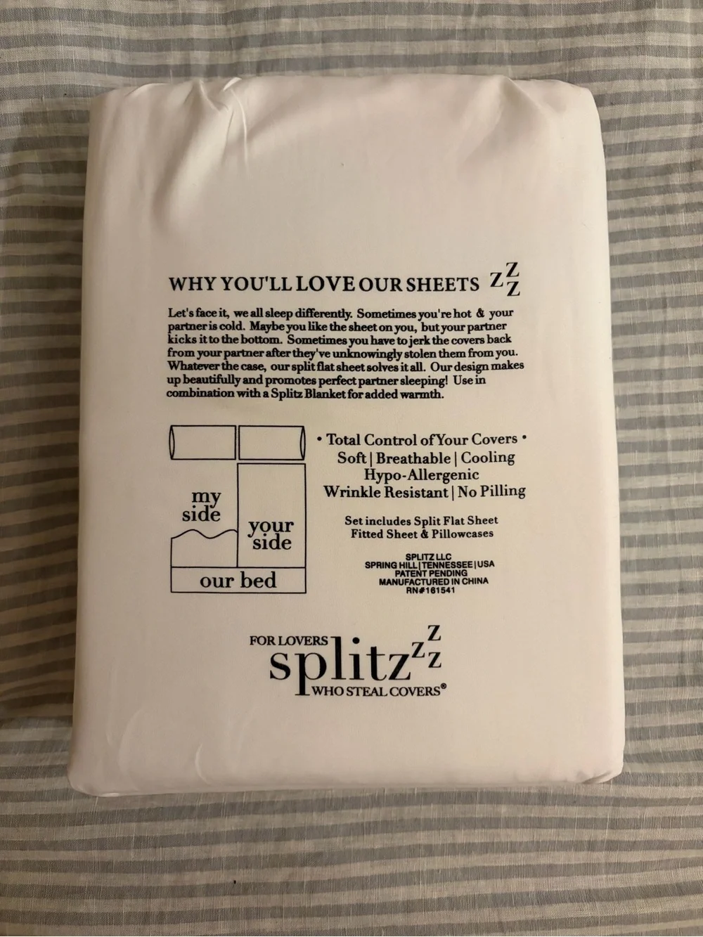 Splitz White Microfiber Bedding Cover - Soft Brushed Finish BRAND NEW UNOPENED